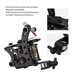 vasadigital VASADIGITL Coil Tattoo Machine Professional Tattoo Motor Tattooing Shader & Liner Machine Gun Body Tattoo Machine Beginners Starters Black image 4