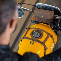 Trip Machine Company Genuine Leather Motorcycle Front Handlebar Leather Bag | Moto Backrail Sidekick Pouch | Shoulder Bag | Fanny Pack (Mocha) image 2