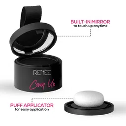 RENEE Cover-Up Hair Powder - Black | Covers Grey Roots & Bald Spots Instantly | Highly Pigmented, Fuller & Denser Look | Long-Lasting | Matte Finish | Fine Powder | Flawless Application | 4gm image 3