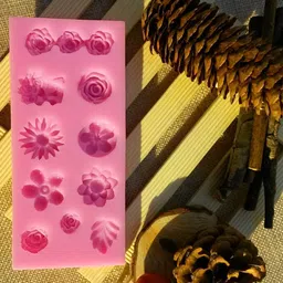 BRIGHTAIL INFRA Silicone Flower Fondant Molds Candle Mold Cake Decoration Molds Scented Wax Molds Resin Art Handcrafted Mould Gypsum Clay Craft Silicone Mold (12 Cavity Flower Mold) image 3