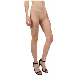 neska moda Women & Girls Nylon Ultra-Thin High-Leg Fishnet Pantyhose Stockings Tights (Black/Beige)-STK95 image 3