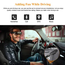 kindrm Bluetooth 5.0 Receiver, Wireless 3.5mm AUX Jack Audio Adapter, Portable Hands-Free Bluetooth Stereo Receiver for Headphones, Car Speakers/Home Stereo, Black image 5
