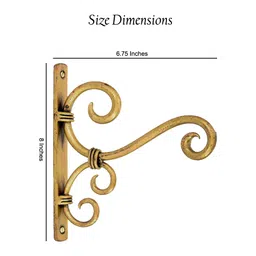 Woodiva Decorative Wall Shelf Brackets – Heavy-Duty Metal Wall Mounts for Shelves, Hanging Plants, Lanterns & Curtain Rods – Rustic Bronze Scroll Design, Indoor & Outdoor Use (Golden, Pack of 1) image 3