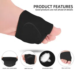 Digolex Forefoot Pad for pain relief- Ball of Foot Cushion for Metatarsalgia Bunion Corrector Toe Sleeve- Hallux Valgus Foot support for pain relief- Metatarsal Pads for Men and Women (1 Pair) (Black) image 3