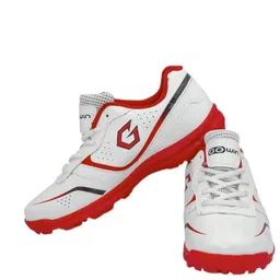 gowin Academy White/Red Cricket Shoes Size-13 Kids with TR-666-R Cricket Leather Ball Alum Tanned Red image 1