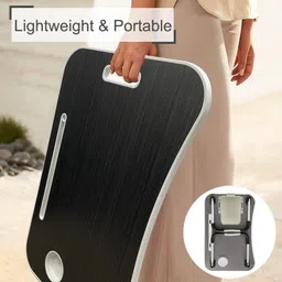 GoRogue Foldable Wooden Mini Laptop Table for Bed, Study Table with Drawer, Tablet/Mobile Holder for Kids & Adults (Black), 40 Centimeters, 60 Centimeters image 2