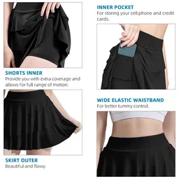 eryue Women Athletic Skorts 2 Layer Tennis Golf Skirts with Shorts Active Skirt Sports Workout Shorts with Po et image 3