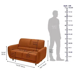 Wakefit Sofa Set | 5 Year Warranty | Sofa 2 Seater, 2 Seater Sofa for Living Room, Wooden Sofa Set, Couch Sofa for Living Room, Sofa for Living Room - Solomon(Robin : Tan) image 2