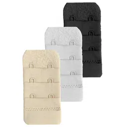 wooger Women Bra Hook Extender 2 Hook 3 Eye bra Extender (Black, White, Beige,Pack Of 3) image 3