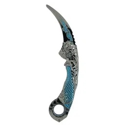 Merriment Karambit Folding and Rotating 3D Printed Narruto Kunai Toy, Comic Character Toys Metallic Chrome Turqouise (Pack of 1, Chrome Finish) with Free Surprise image 1