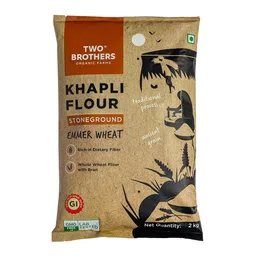 Two Brothers Organic Farms - Khapli Wheat Flour (2 kg) | High Dietary Fiber for Easy Digestion | Stoneground Emmer Wheat Flour | Khapli Atta image 1