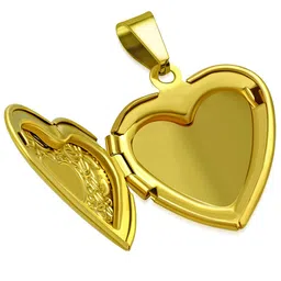 via mazzini Stainless Steel Heart Vintage Photo Locket Pendant For Men And Women (NK0817) image 2