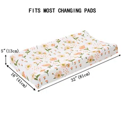 culclendy Muslin Diaper Changing Pad Cover, Muslin Changing Pad Cover, Muslin Changing Table Cover, Summer Changing Table Sheets, Changing Pad Cover for Girl, Flower Floral Nursery image 5
