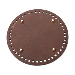 fabloft DIY Crochet Bag Bottom Pad with Holes | PU Leather Purse Bottom Base for Handmade Bag Making, Weaving & Craft Supplies | 15cm Round Shaper image 2