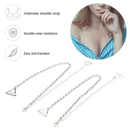 sichumaria Rhinestones Bra Strap,1Pair Adjustable Rhinestone Invisible Shoulder Strap Women's Non-Slip Bra Belt for Bra Tops Wedding Dress,Invisible Strap for Party image 5