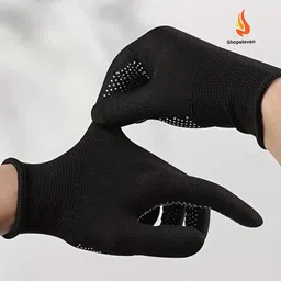 shopeleven Professional Black Cricket Gloves for Batting, Fielding, and Injury Prevention image 2