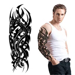S.A.V.I Full Arm Tattoo Sleeve For Men, Totem Tribal Black Stylish Temporary Tattoo Sticker For Girls Women, Size 48x17CM image 3