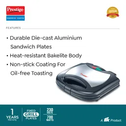 Prestige PGMFS 700-Watt Grill Sandwich Maker (Black) image 3