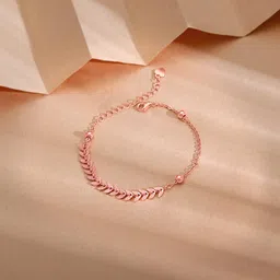 giva 925 Silver Rose Gold Leafy Breeze Bracelet, Adjustable | Gifts for Women and Girls | With Certificate of Authenticity and 925 Stamp | 6 Months Warranty image 4