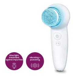 Beurer FC 65 Pureo Deep Cleaning Brush Clear Facial Blood_Circulation Brush with 2 Function Levels Vibrating and Pulsating | 3 Speed Settings | Battery-Powered | Blue LED Light | 3 Years Warranty image 5