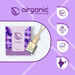 AIRGANIC Aroma Swing Combo Offer: Lavender |Pack 2| Aroma with Essential Oils in Glass Bottle with Wooden Diffuser Lid| Car Hanging Accessories| Car Accessories Interior image 5