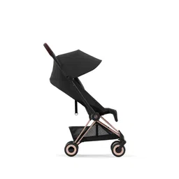 Cybex Coya Compact Stroller, Lightweight One-hand Fold, Travel-Friendly Pram for Newborns, Infants, and Toddlers, Age 0-4 years, Flat Recline Position, One Pull Harness, Hand Luggage Compatible, Stroller (Sepia Black Rosegold Frame) image 4