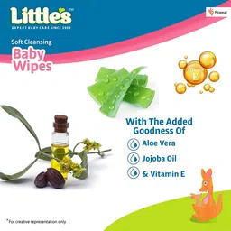 Little's Soft Cleansing Baby Wipes (80 Wipes, Pack of 12) I Extra Thick and Moist I Goodness of Aloe Vera, Vitamin E & Jojoba Oil I Nourishes Skin I Alcohol-Free I Paraben-Free I Clinically Tested image 5