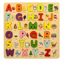 VERNIE Alphabet Puzzle for Kids -3D Wooden Capital Alphabet Board -ABCD Toys for Kids -Learning Letters for Baby Boys and Girls 1+ Year Old image 1