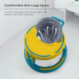 StarAndDaisy 360 Baby Walker 6-24 Months / 7 Level Height Adjustment Walker for Kids Boy and Girl with Switchable Food & Musical Toy Tray/Premium Baby Activity Walker - Green Yellow image 3