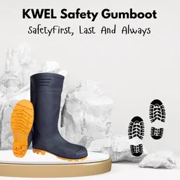 KWEL Gumboot Safety Shoes Waterproof Durable For Men - Black image 2