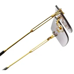 artrue Unisex-adult Mc Stan Vintage Rimless Non-Polarized Sunglasses Retro Luxury Elite Slim Rimless Rectangular Metal Art Aviator Glasses (Gold, Medium) image 2