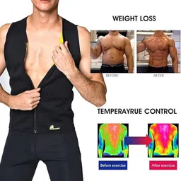 Gowhods Waist Trainer Sweat Vest for Men, Hot Neoprene Sauna Tank Top with Zipper, Compression Workout Corset|Slimming Body, Heat Keep Thermal Underwear, Gym Suit image 2