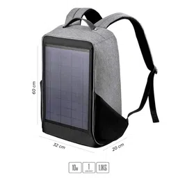 sarrvad Grey-Black Hiking Solar Bagpack 10W, USB Charging Port (12.5 inches, 20 Ltrs) Weatherproof Canvas image 2