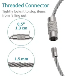 botobalu 12pcs 304 Stainless Steel Wire Keychain, 3 Sizes Chainsteel Wire Strong Toughness Cable Key Ring, 15cm 20cm 25cm Key Organiser, Key Chain For Bike Home (Silver) image 3