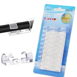 JENICO WORLD Wire Organizer Cable Management Clip Desktop Cord Hook with Improved Stronger Adhesive Tape Cable Manager, Wire Clamp | Wire Clips for Cable for Wall, Wire Holder Clips (Pack of 16 PCs) image 1