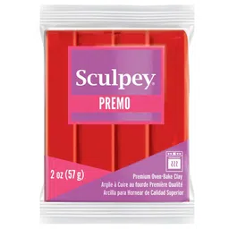 Sculpey Premo Polymer Oven-Bake Clay, Cadmium Red Hue, Non Toxic, 2 oz. bar, Great for jewelry making, holiday, DIY, mixed media and more. Premium clay Great for clayers and artists. image 1