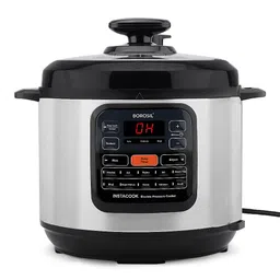 Borosil Instacook 6 L Electric Stainless Steel Pressure Cooker | 12 Digitized Indian Cooking Programs | 15 Hour Delay Timer | One Touch Instat Cooking | Idli Maker, Rice Cooker | 2 Year Warranty image 1