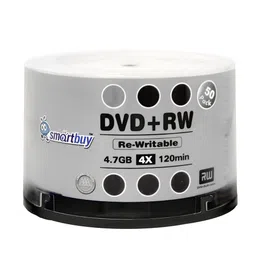 50 Pack Smartbuy Blank DVD+RW 4 x 4.7GB 120Min Branded Logo Rewritable DVD Media Disc image 1