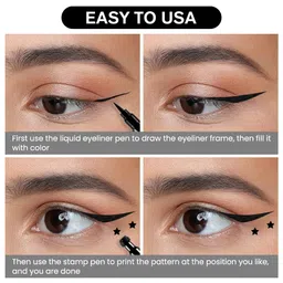 Ayushicreationa 2 in 1 Double-Headed Star Stamp Eyeliner Long-lasting Waterproof Tattoo Makeup Pencil Liquid Eyeliner Set for Girl's (Black) (Pack Of 1) image 4