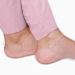 giva 925 Silver Rose Gold Tetrad Stars Anklet,Single | Anklets for Women and Girls | With Certificate of Authenticity and 925 Stamp | 6 Months Warranty image 2