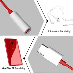 HDF USB Type C to 3.5mm Splitter Audio Jack Converter Adapter Headphones Jack Compatible with OnePlus Devices 10R 10T 10 Pro 7T 8T 9 Pro, Samsung, OnePlus, Xiaomi, Realme, Zebronics, Vivo & iQoo (Red) image 3