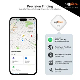 Callmate Air Tag for Apple with Loud Buzzer, Works with Apple Find My (No App Required), Worldwide Tracking for Keys, Wallets, Luggage, Pets & More, No Sim Needed, Replaceable Battery (Pack of 2) image 3