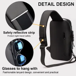 hoxsury Sling Backpack USB Anti-Theft Waterproof Chest Daypack Casual Shoulder Bag image 5