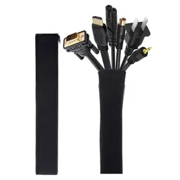 JOTO Cable Management Sleeve 19-20 inch Flexible Cable Sleeve Wrap Cover Organizer, 2 Piece image 1