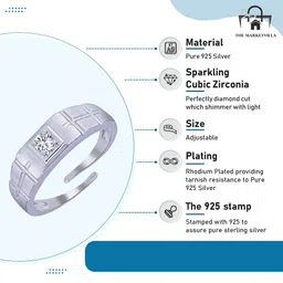 the marketvilla Sterling Silver Ring for Men Pure Silver 925 - Finger Rings for Men, Anguthi Boys Rings for Man (Adjustable Size) image 2