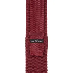 the tie hub Solid Burgundy Knitted Necktie For Men image 4