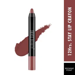 Swiss Beauty 12 Hrs. Stay Matte Lip Crayon, Brownie Point, 3g - Long Lasting, Waterproof, Super Stay, Matte Finish Lip Crayon, Long Wear, Crayon Lipstick image 2