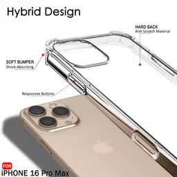 TheGiftKart Crystal Clear Back Cover Case for iPhone 16 Pro Max | 360 Degree Protection | Shock Proof Design | Transparent Back Cover Case for iPhone 16 Pro Max (Transparent Bumper) image 4