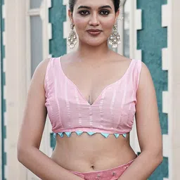 GHAN SALS Striped Baluchari Saree With Blouse Piece image 3