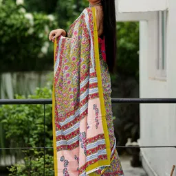 Moda Rapido Floral Silk Cotton Block Print Saree image 2